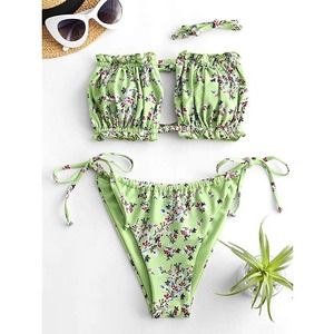 ZAFUL Strapless Bikini Tie Back Bandeau Bikini NWT Sz 6